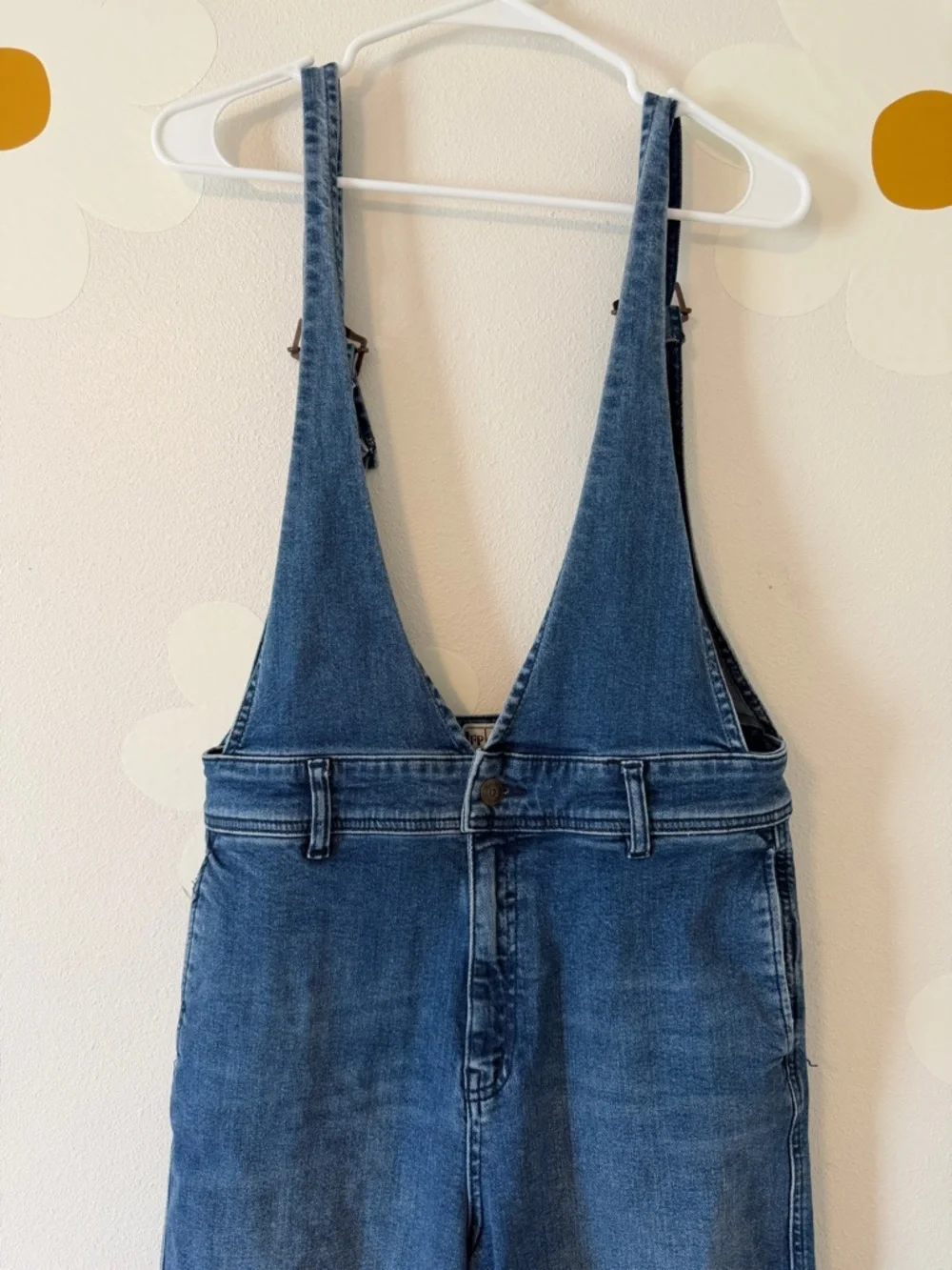 EUC Free People Wide-Leg Denim Overalls A-Lime Medium Wash